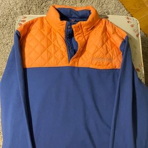 Quarter zip with hood zipped in